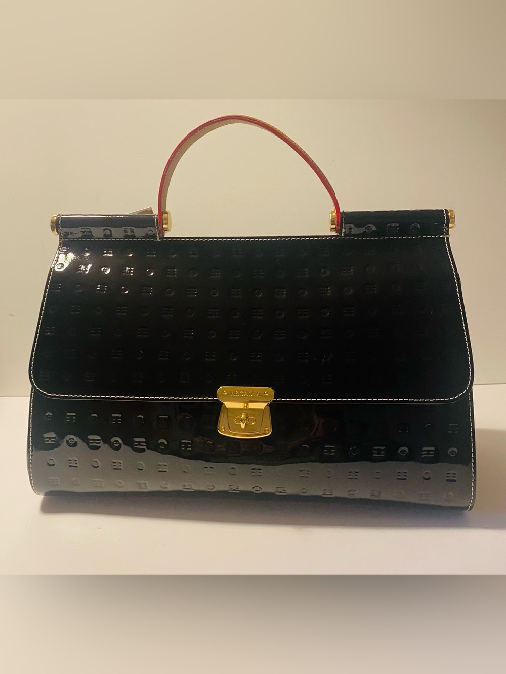 Arcadia Patent Satchel in Black & Brown NWT Authentic Arcadia Made in Italy